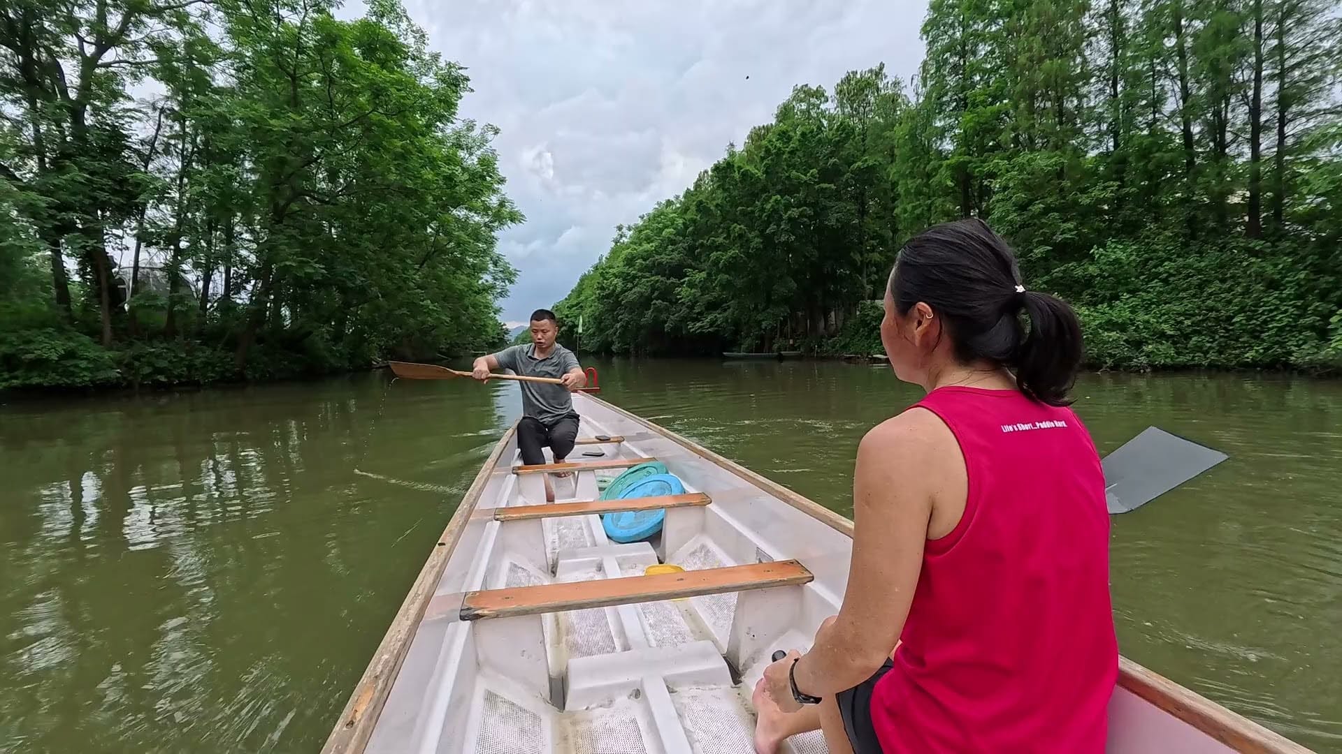 Dragonboat paddling technique session on the water
